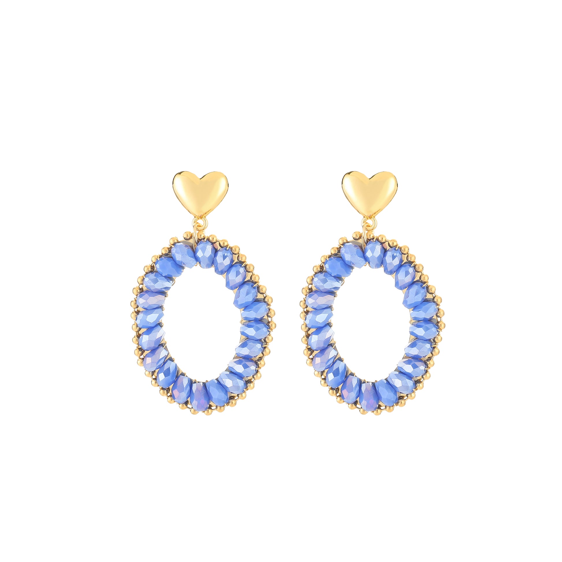 Blue heart oorbellen