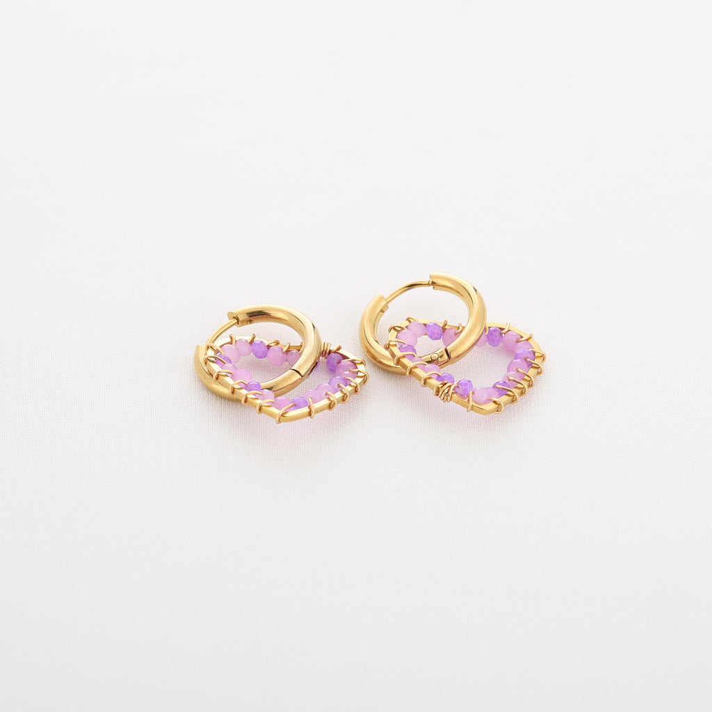 Love oorbellen purple
