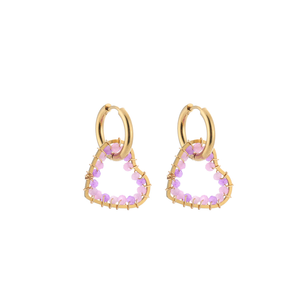 Love oorbellen purple