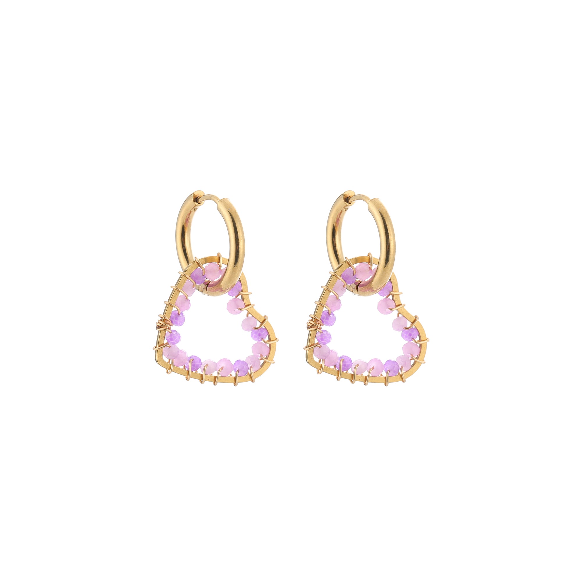 Love oorbellen purple
