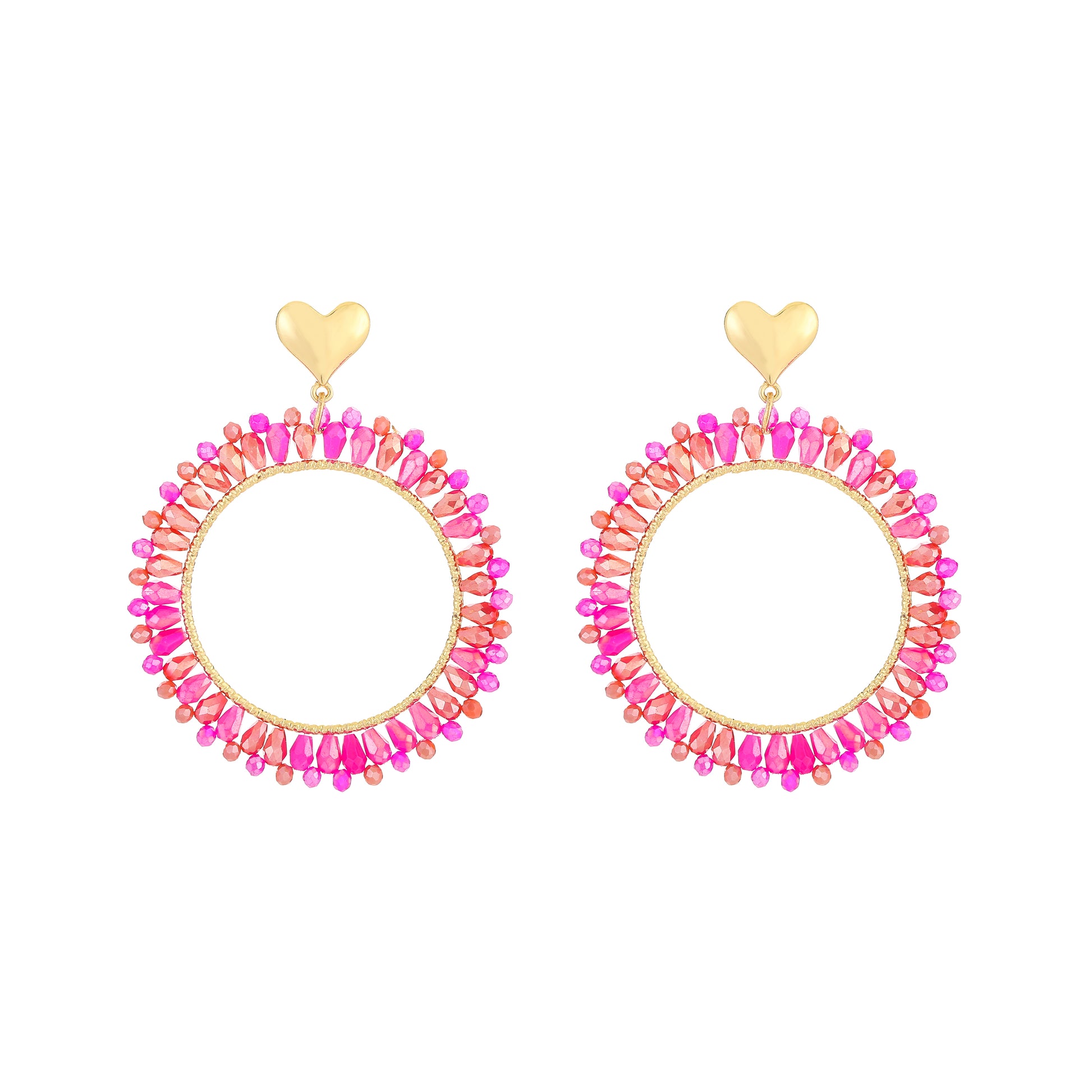 Pink heart oorbellen